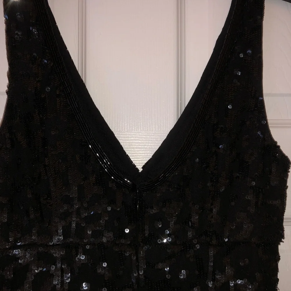 Sequin Mini Dress cocktail beaded v neck sleeveless party sexy prom wedding - Picture 9 of 15